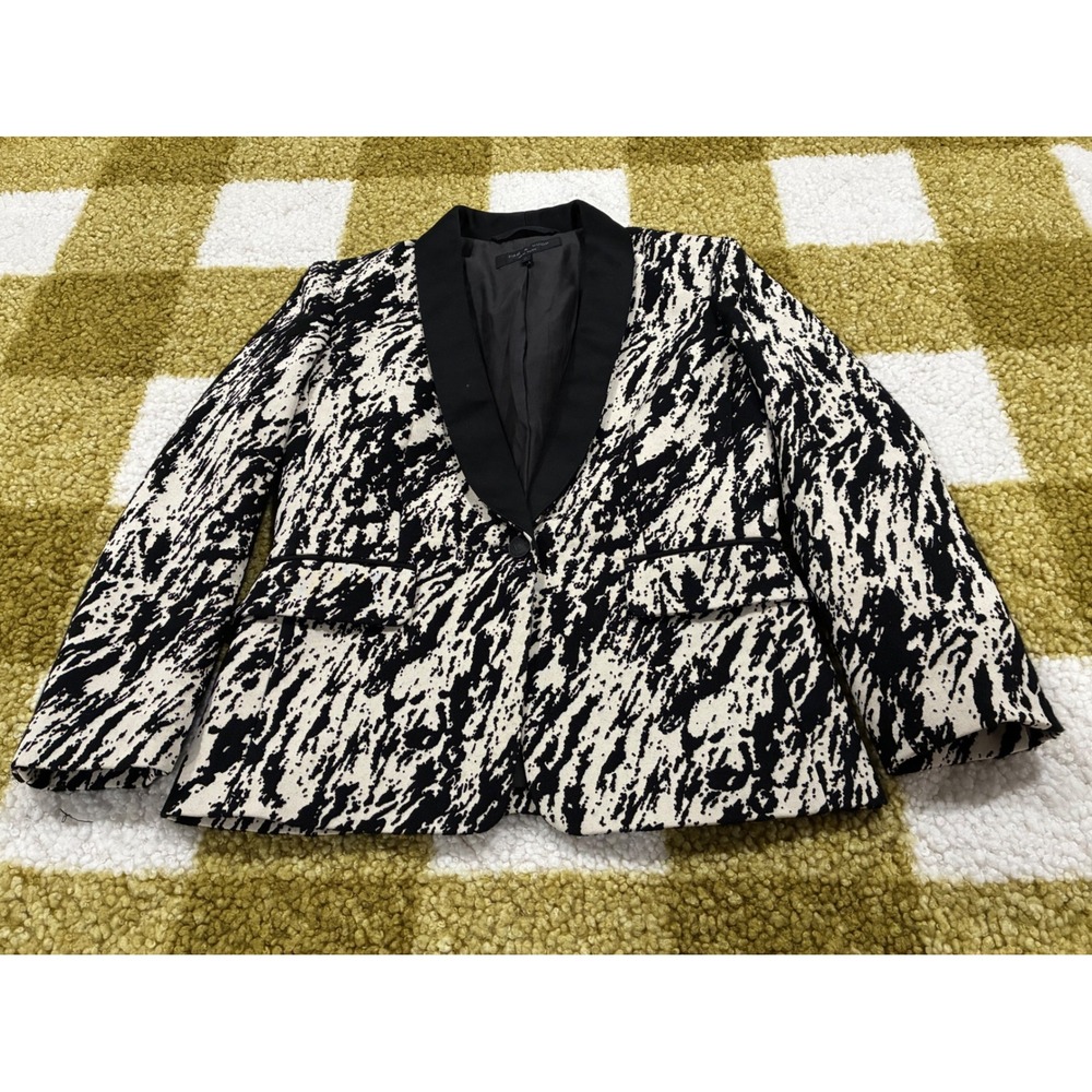 Rag & Bone Black White Abstract Print Shawl Collar Blazer Jacket Size 0 USA